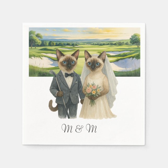 Servilleta De Papel Golf Wedding themed for Cat Lovers (Anverso)