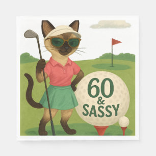 Servilleta De Papel Golfer 60 cumpleaños para el amante del gato