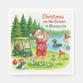 Servilleta De Papel Golfer Santa Claus Golfing en Minnesota en Green