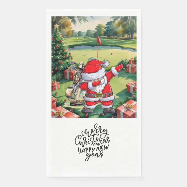 Servilleta De Papel Golfer Santa Cluas  Dabbing Golf Christmas Party  (Anverso)
