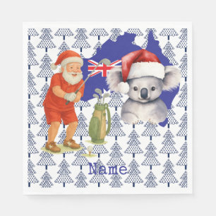 Servilleta De Papel Golfer Santa con oso Koala en mapa de Australia