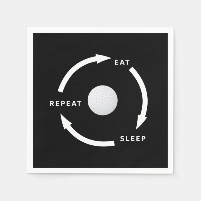 Servilleta De Papel Golfing Golf Comer Sleep Repetir Al Ventilador Dep (Anverso)