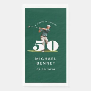 Servilleta De Papel Golfista Verde Moderno Cumpleaños 50
