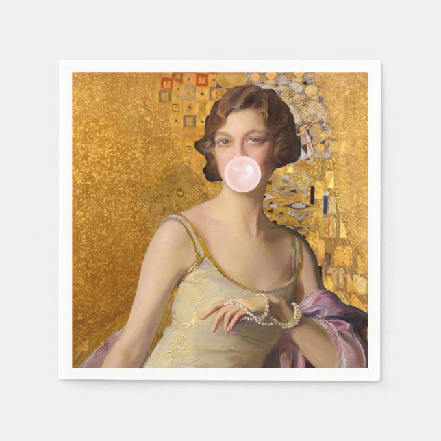 Servilleta De Papel Goma de burbuja dorada Diva (Anverso)