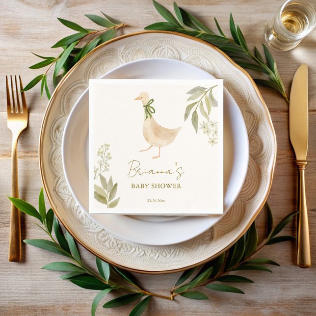 Servilleta De Papel Goma rimas de vivero ducha de bebé monogramada (Goose nursery rhymes boho baby shower monogrammed napkins template personalized table decor)