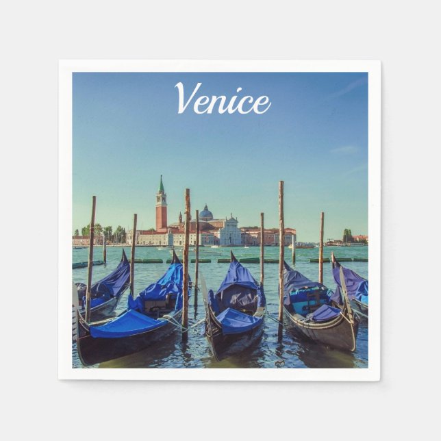 Servilleta De Papel Góndolas en Venecia, Italia (Anverso)