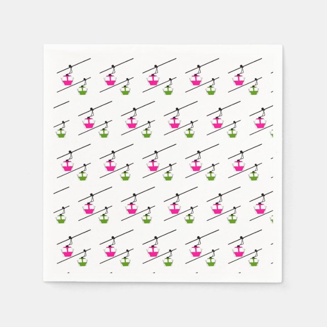 Servilleta De Papel Góndolas rosas y verdes (Anverso)