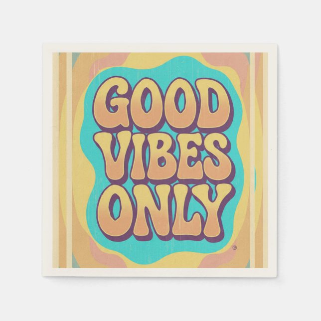 Servilleta De Papel Good vibes only retro groovy style (Anverso)