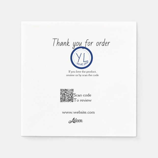 Servilleta De Papel Google review business logo website scan QR code (Anverso)