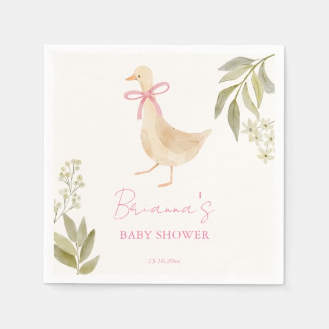 Servilleta De Papel Goose nursery rhymes baby shower monogrammed (Anverso)