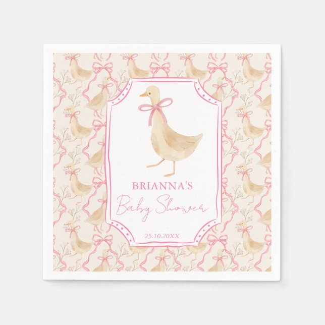 Servilleta De Papel Goose nursery rhymes baby shower monogrammed (Anverso)