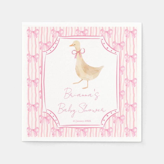 Servilleta De Papel Goose nursery rhymes baby shower pink personalized (Anverso)