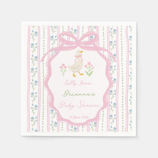 Servilleta De Papel Goose nursery rhymes pink girls baby shower custom