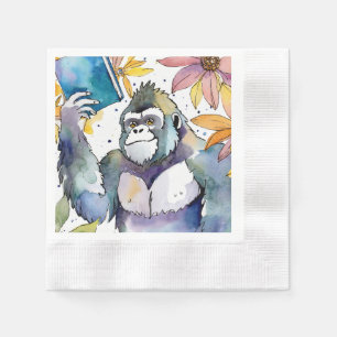 Servilleta De Papel Gorila Sobrio Leyendo Gran Libro de Recuperación