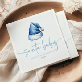 Servilleta De Papel Gorra azul de Santa Bebé Navidades Holiday Baby Sh