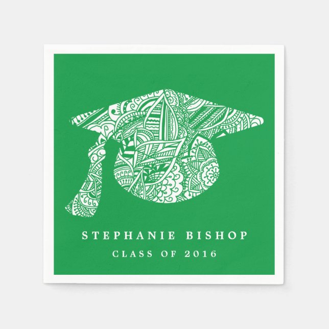 Servilleta De Papel Gorra de Graduación del Patrón Mandala Bohemio Ver (Anverso)