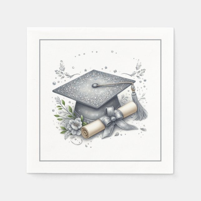 Servilleta De Papel Gorra de graduación y diploma (Anverso)
