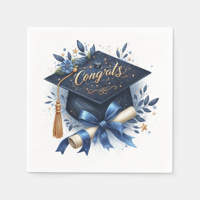 Servilleta De Papel Gorra de graduación y diploma (Anverso)