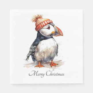 Servilleta De Papel Gorra de pompón naranja de frailecillo de Navidad