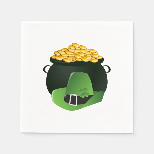 Servilleta De Papel Gorra de Pot o' Gold Leprechaun (Anverso)