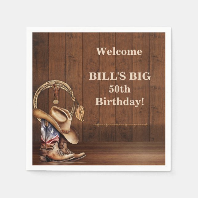 Servilleta De Papel Gorra masculino rústico bota madera occidental (Anverso)