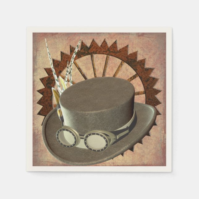 Servilleta De Papel Gorra Steampunk y servilletas Gear (Anverso)