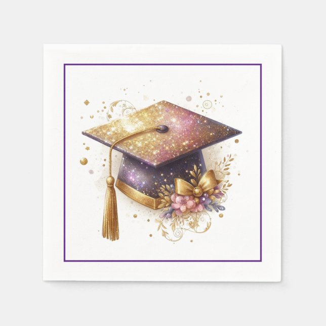 Servilleta De Papel Gorra y diploma de graduación (Anverso)