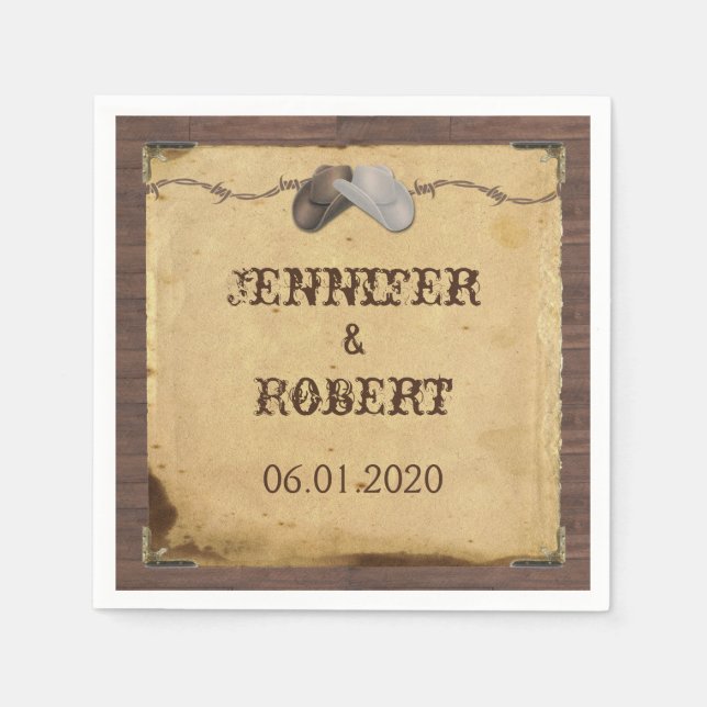 Servilleta De Papel Gorras de cowboy del país ruso Napkin Boda (Anverso)