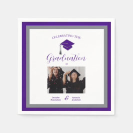 Servilleta De Papel Gorras moradas elegantes graduación 2 fotos 