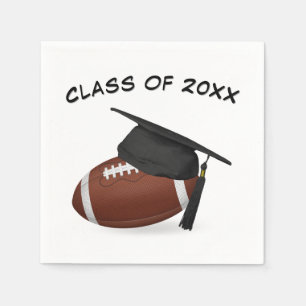 Servilleta De Papel Gorrito de Graduación sobre un Fútbol