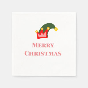 Servilleta De Papel Gorrito rojo verde feliz Navidad añadir nombre tex