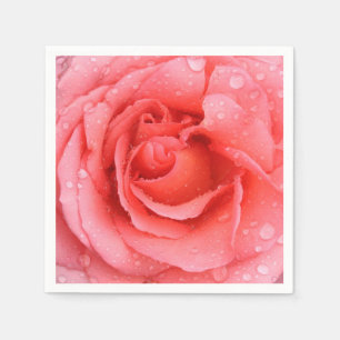 Servilleta De Papel Gotas de agua de rosa rosa roja romántica