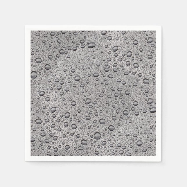 Servilleta De Papel Gotas de agua gris (Anverso)
