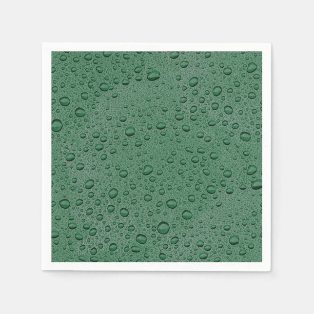Servilleta De Papel Gotas de agua verde (Anverso)