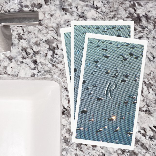 Servilleta De Papel Gotas de lluvia azul monogramado (Subido por el creador)