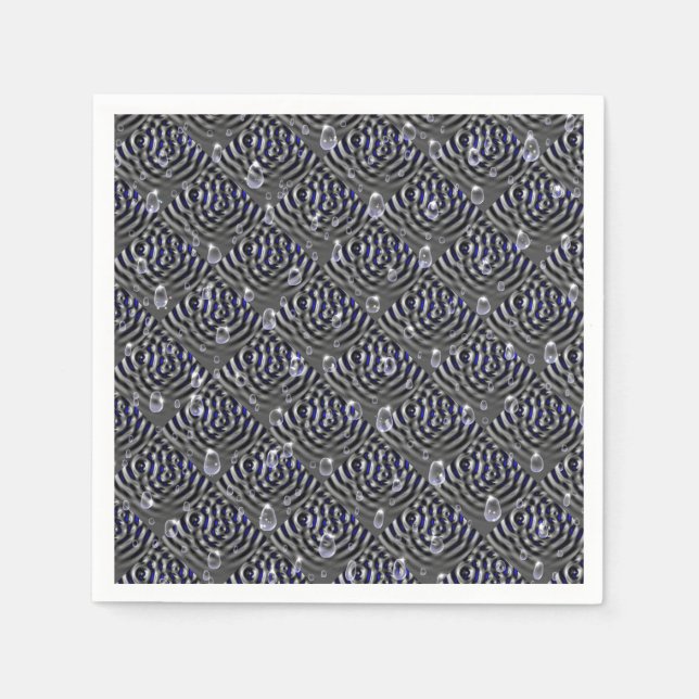 Servilleta De Papel Gotas de lluvia gris azul Metalizado (Anverso)