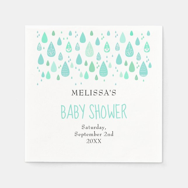 Servilleta De Papel Gotas de lluvia lindo Parejas Baby Shower / Sprink (Anverso)