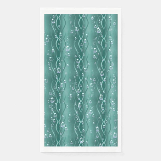 Servilleta De Papel Gotas de lluvia Metalizado verdes (Anverso)