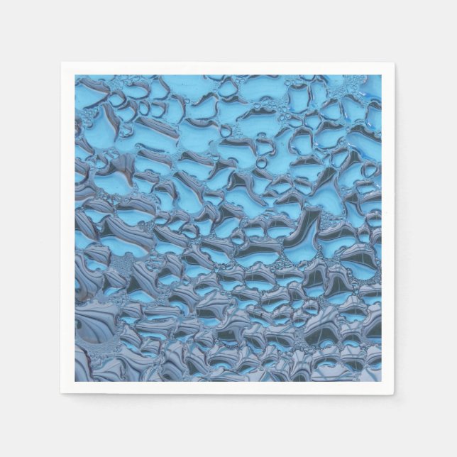 Servilleta De Papel Gotas de lluvia suaves en vidrio azul (Anverso)