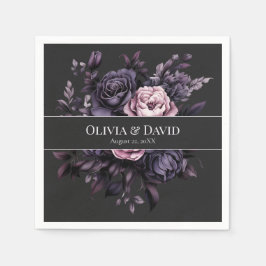 Servilleta De Papel Gothic Black Floral Personalized Wedding Napkins
