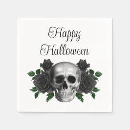 Servilleta De Papel Gothic Black Floral Skull Halloween