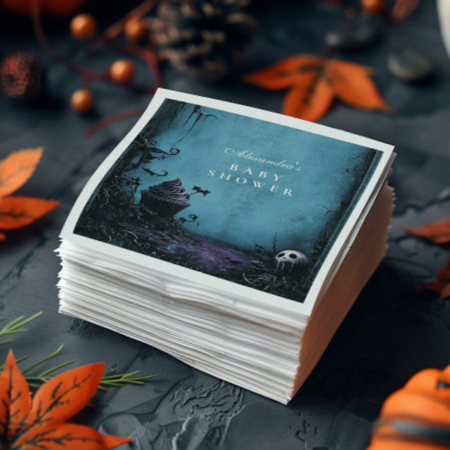 Servilleta De Papel Gothic Blue Halloween Baby Shower (Subido por el creador)