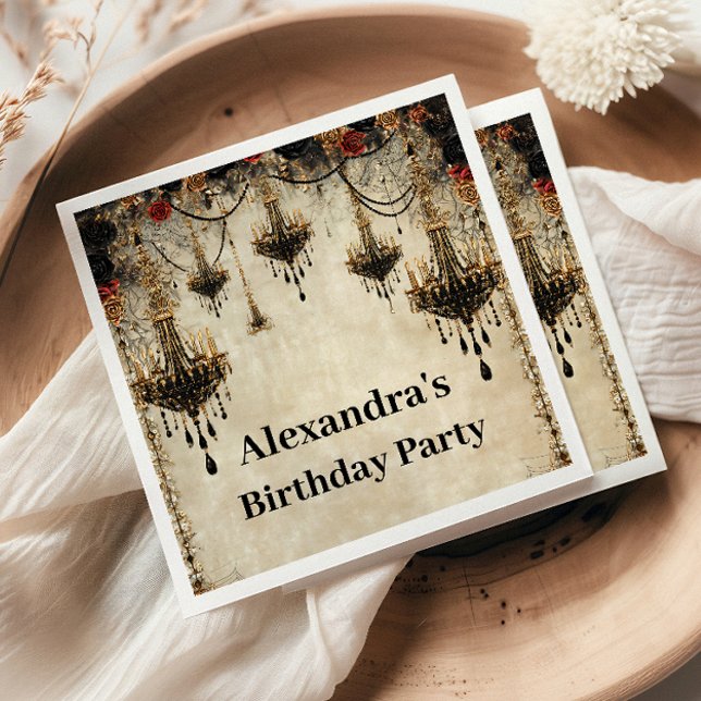 Servilleta De Papel Gothic Chandelier Roses Birthday (Subido por el creador)