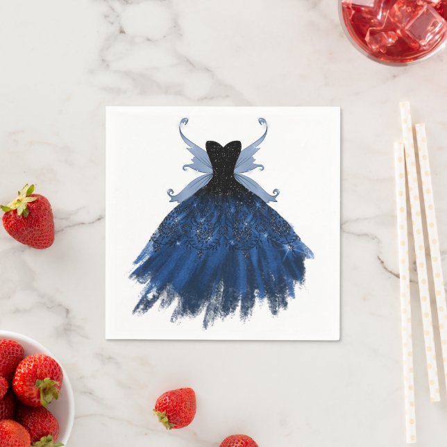 Servilleta De Papel Gothic Fairy Navy Gown | Hojas azules de cobalto p (In situ)