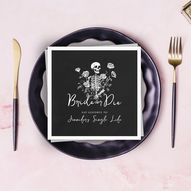 Servilleta De Papel Gothic Floral Skeleton Bachelorette Party  (Subido por el creador)