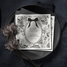 Servilleta De Papel Gothic Floral Skull RIP Twenties 30th Birthday