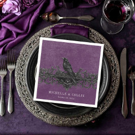 Servilleta De Papel Gothic Raven Purple Darkly Ever After Wedding