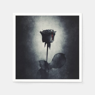 Servilleta De Papel Gótico Rosa negro goteando sangre macabra