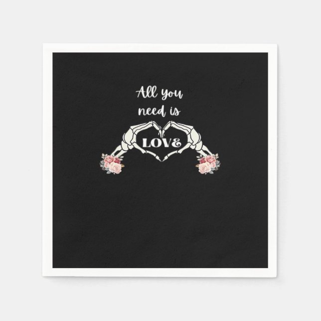 Servilleta De Papel Gótico Valentines Classic - Skeleton manos corazón (Anverso)