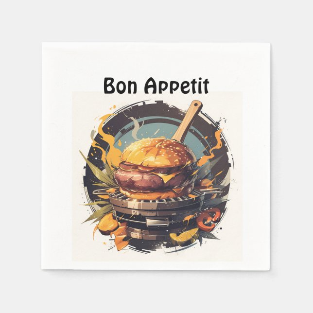 Servilleta De Papel 🍔 🎉 "Gourmet Delight" - Bon Appetit Napkins 🍴 ✨ (Anverso)